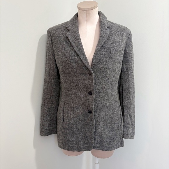 Max Mara Wool Blazer Tweed Boucle Gray Size Medium Made in Italy 3 Buttons - Picture 4 of 15